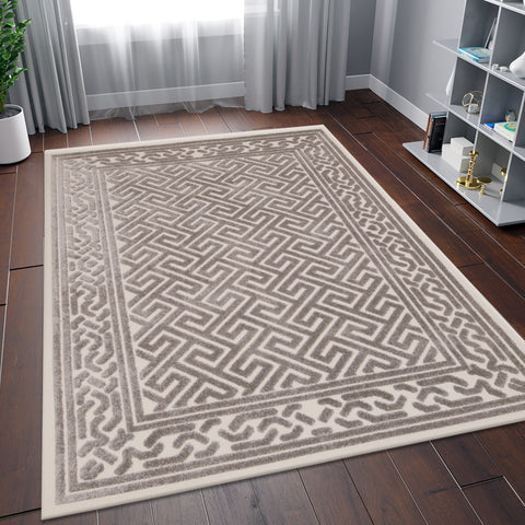 Beige Cream Rug Oriental Trellis Pattern Large Small Living Room Bedroom Dining Room Carpet Mat