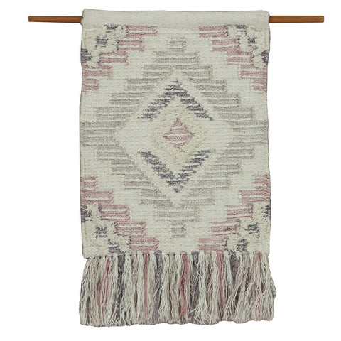 Wool Hanging Decoration Grey Blush Pink Set Rug and Hang Designer Handmade Decor and Rug