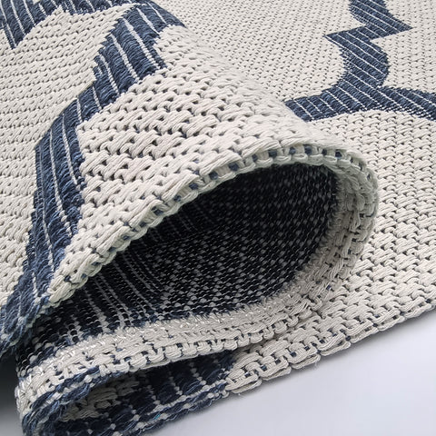 Runner Rug Cream Blue Machine Washable Moroccan Trellis Runner with Tassels Flatweave Rug