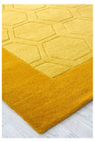 Wool Mustard Yellow Rug Natural HANDWOVEN Carpet Bordered Geometric Design Mats