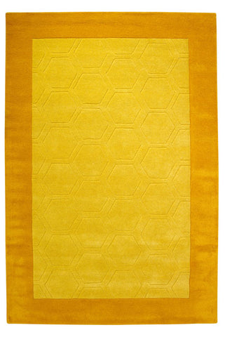 Wool Mustard Yellow Rug Natural HANDWOVEN Carpet Bordered Geometric Design Mats
