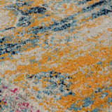 Distressed Blue and Mustard Rug Large Small Vintage Oriental Multi Colour Carpet
