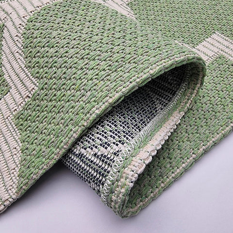 Cotton Runner Rug Green Washable Flatweave Runner with Tassels for Bedroom Living Room Hallway