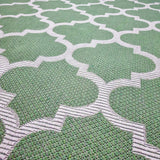 Runner Rug Green Moroccan Trellis Flatweave 300cm Runner Machine Washable