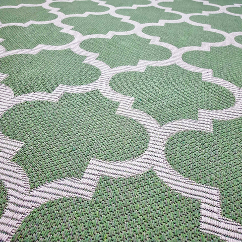 Runner Rug Green Moroccan Trellis Flatweave 300cm Runner Machine Washable