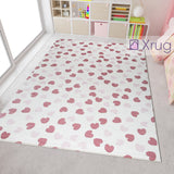 Heart Rugs White Cream Pink Kids Bedroom Carpet Girls Nursery Baby Floor Mat New Childrens Playroom Boys Girls Unisex