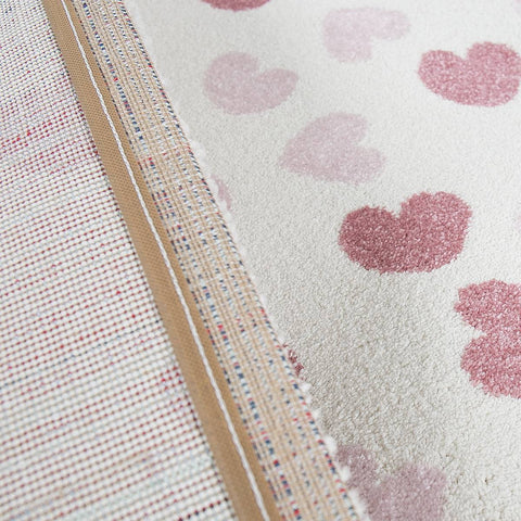 Heart Rugs White Cream Pink Kids Bedroom Carpet Girls Nursery Baby Floor Mat New Childrens Playroom Boys Girls Unisex