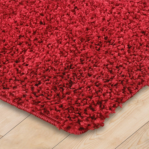Fluffy Rug Bedroom Living Room Rug Plain Red Shaggy Rug Large Small Runner
