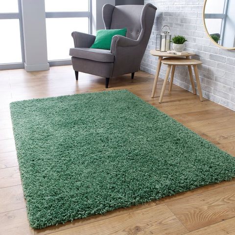 Green Fluffy Rug Large Small Runner 4cm Long Pile for Bedroom Living Room Sage Shaggy Carpet Mat