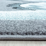 Kids Animal Rug Grey Blue Sleeping Dragon Pattern Childrens Bedroom Play Room Floor Mat Baby Nursery Girls Boys Unisex Stars Carpet Small Large 120x170 160x230 80x150 120 160 Round Polypropylene Friese Short Low Pile