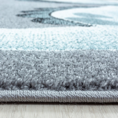 Kids Animal Rug Grey Blue Sleeping Dragon Pattern Childrens Bedroom Play Room Floor Mat Baby Nursery Girls Boys Unisex Stars Carpet Small Large 120x170 160x230 80x150 120 160 Round Polypropylene Friese Short Low Pile