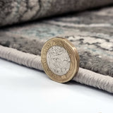 Traditional Oriental Rugs Grey Blue Colours Border Floral Pattern Large Carpet