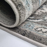 Traditional Oriental Rugs Grey Blue Colours Border Floral Pattern Large Carpet