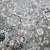 Traditional Oriental Rugs Grey Blue Colours Border Floral Pattern Large Carpet
