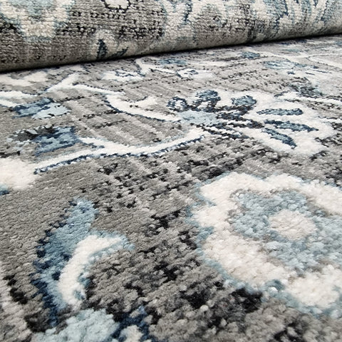 Traditional Rug Grey Blue Oriental Pattern Large Small Floral Bedroom Carpet Mat