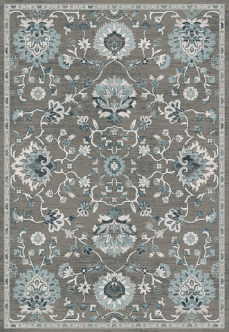 Traditional Oriental Rugs Grey Blue Colours Border Floral Pattern Large Carpet