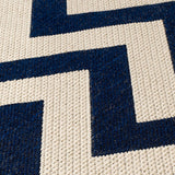 Kitchen Navy Blue Beige Cream Runner Rug Flat Weave Non Slip Heavy Duty Hard Wearing Sisal Look Woven Carpet Modern Geometric Chevron Zig Zag Pattern  Long  Hallway Hall Runner Polypropylene Mat 60x180 60x230