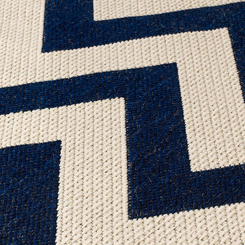 Kitchen Navy Blue Beige Cream Runner Rug Flat Weave Non Slip Heavy Duty Hard Wearing Sisal Look Woven Carpet Modern Geometric Chevron Zig Zag Pattern  Long  Hallway Hall Runner Polypropylene Mat 60x180 60x230