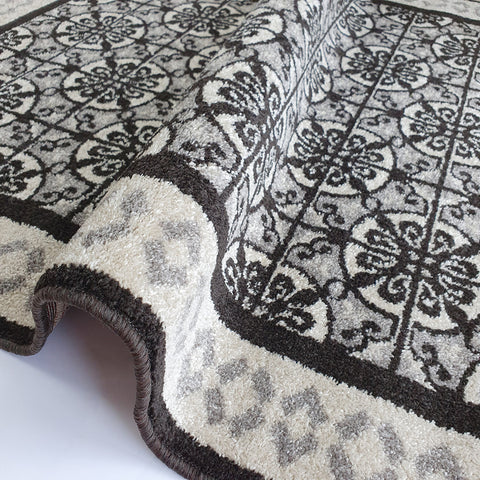 Grey Trellis Rug Oriental Pattern Carpet Small Large Woven Low Pile Living Room Mats