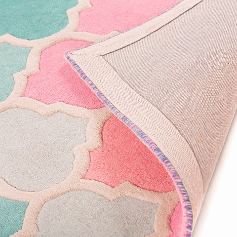Oriental Wool Rug Pink and Blue Modern Pattern Carpet Living Room Lounge Mat New