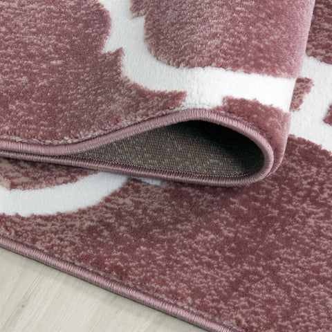 Pink Oriental Rug Modern Contour Cut Patterned Carpet Small Large Room Floor Mat