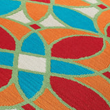 Outdoor Rug Moroccan Trellis Orange Blue Red Mat Large Small XL for Decking Patio Garden Multi Colour Flatweave Carpet