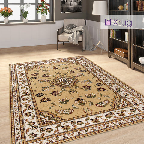 Beige Oriental Rug Carpet Large Small Runner Traditional Vintage Patterned Mat