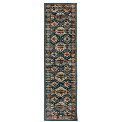 Teal Blue Runner Vintage Oriental Long Runner Rug Hallway Mat