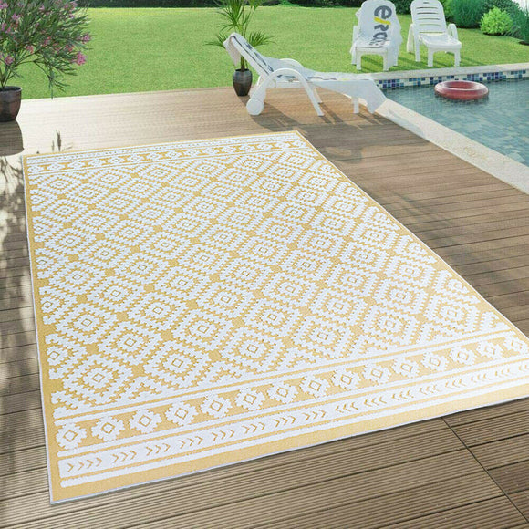 Outdoor Rug Yellow Decking Patio Garden SOFT Diamond Mat Large XL Small Carpet