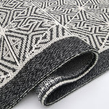 Cotton Runner Rug 300cm Black Grey Machine Washable Natural Runner for Bedroom Hallway