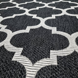 Runner Rug Black and White Cream Moroccan Trellis 300cm Runner with Tassels Bedside Hallway Bedroom Machine Washable