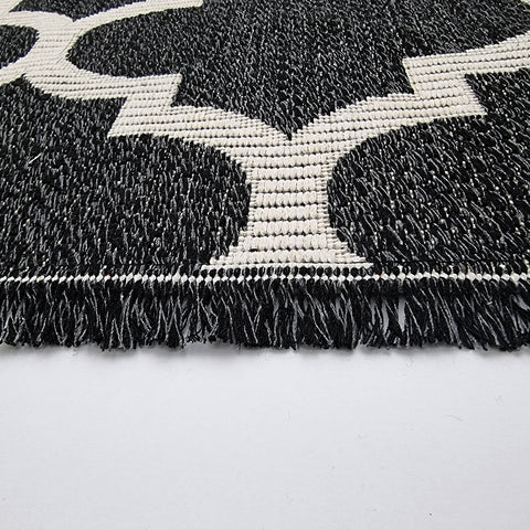 Runner Rug Black White Cream 300cm Cotton Runner Rug for Hallway Bedroom Living Room