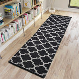 Runner Rug Black 300cm Cotton Machine Washable with Tassels Natural Runner for Bedroom Hallway