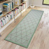 Cotton Runner Rug 300cm Green Machine Washable Natural Runner for Bedroom Hallway