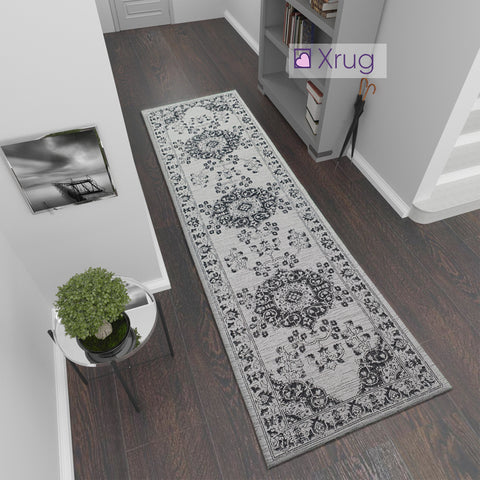 Cotton Rug Runner Grey Black Oriental Rug 100% Natural Large Small Flatweave Washable Carpet Living Room Bedroom Mat