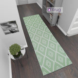 Runner Rug Geometric 100% Cotton Washable Woven Carpet Natural Diamond Patterned Mat - 75x300cm