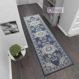 Navy Blue Rug Runner Washable Cotton Hall Hallway 3m Long Rug Carpet Flat Weave Mat