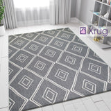Grey Rug Diamond Pattern 100% Cotton Small Extra Large Runner Washable Flatweave Carpet Living Room Bedroom Woven Mat