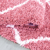 Fluffy Rug Pink Thick Soft Shaggy Blush Pink Geometric Carpet