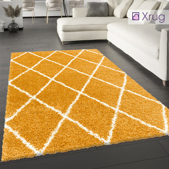 Mustard Fluffy Rug Yellow Shaggy Soft thick for Living Room Bedroom Large XL Small