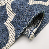 Navy Blue Rug Flatweave Washable with Tassels XL Large Small Living Room Bedroom Area Rug