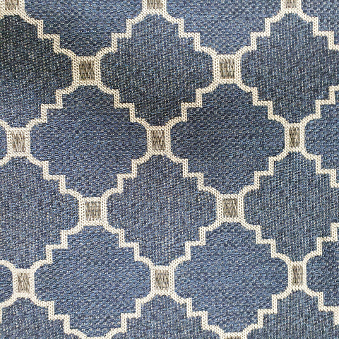 Modern Navy Blue Light Grey Cotton Runner Rug Moroccan Trellis Pattern Washable Hallway Long Carpet Wooven Hall Mat -75x300cm Flatweave Living Room Bedroom Area Mat Contemporary