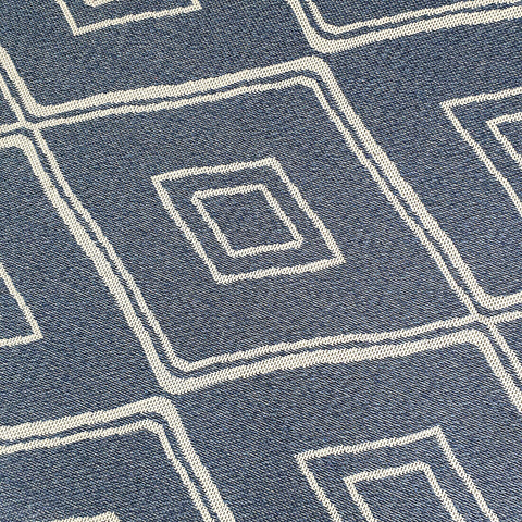 Modern Navy Blue Cream Runner Rug Geometric 100% Cotton Washable Woven Hallway Hall Flat Weave Carpet Natural Diamond Patterned Mat - 75x300cm Living Room Bedroom Floor Area Mat Contemporary