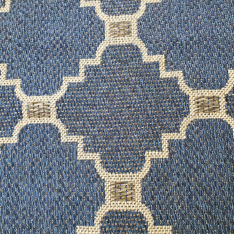 Modern Navy Blue Light Grey Cotton Runner Rug Moroccan Trellis Pattern Washable Hallway Long Carpet Wooven Hall Mat -75x300cm Flatweave Living Room Bedroom Area Mat Contemporary