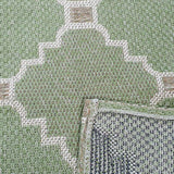 Modern Green Cream Cotton Runner Rug Moroccan Trellis Pattern Washable Hallway Long Carpet Woven Hall Mat -75x300cm Flatweave Living Room Bedroom Area Mat Contemporary