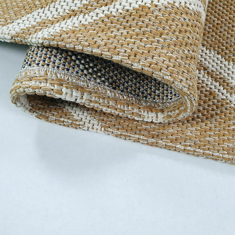 Modern Beige Yellow Cream Runner Rug Geometric 100% Cotton Washable Woven Hallway Hall Flat Weave Carpet Natural Diamond Patterned Mat - 75x300cm Living Room Bedroom Floor Area Mat Contemporary