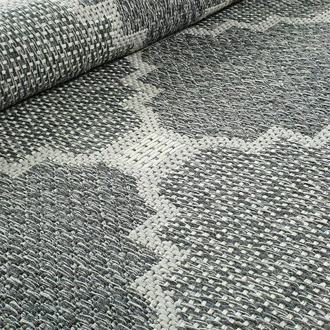 Modern Dark Grey Anthracite Light Grey Cotton Runner Rug Moroccan Trellis Pattern Washable Hallway Long Carpet Wooven Hall Mat -75x300cm Flatweave Living Room Bedroom Area Mat Contemporary