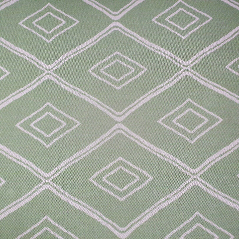 Modern Green Cream Runner Rug Geometric 100% Cotton Washable Woven Hallway Hall Flat Weave Carpet Natural Diamond Patterned Mat - 75x300cm Living Room Bedroom Floor Area Mat Contemporary