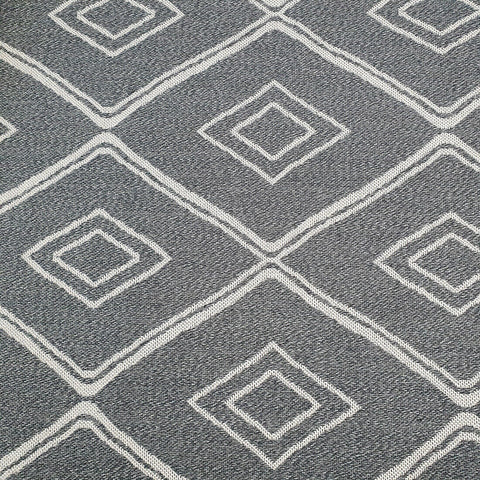 Modern Dark Grey Anthracite Cream Runner Rug Geometric 100% Cotton Washable Woven Hallway Hall Flat Weave Carpet Natural Diamond Patterned Mat - 75x300cm Living Room Bedroom Floor Area Mat Contemporary