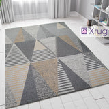 Grey Mustard Rug Geometric 100% Cotton Small Extra Large XL Washable Modern Flat Weave Carpet Woven Living Room Mat